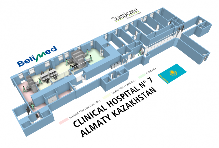 The LLP “Surgicare Kazakhstan” projected the centralized sterilizing department for the municipal clinic hospital number 7 in Almaty City.